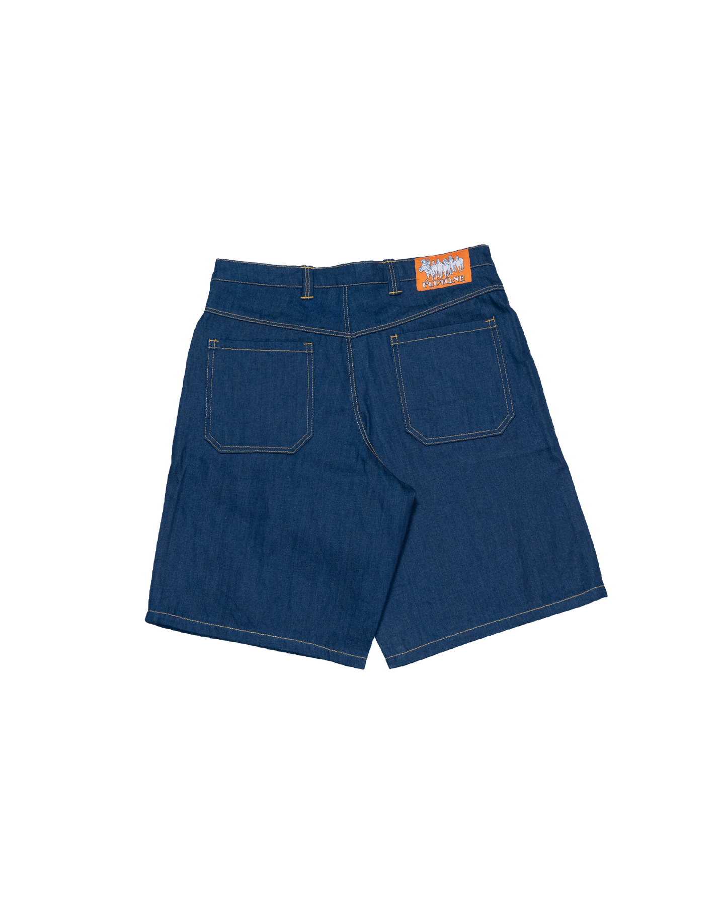 Short Blue Jeans with Yellow Stitching